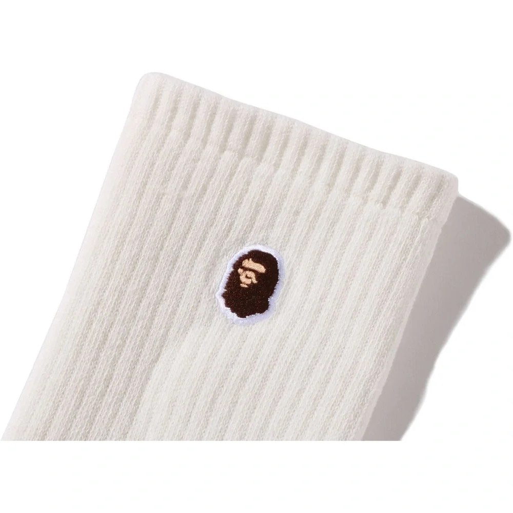 A Bathing Ape Head One Point Crew Socks (3 Pack) - White - Size S